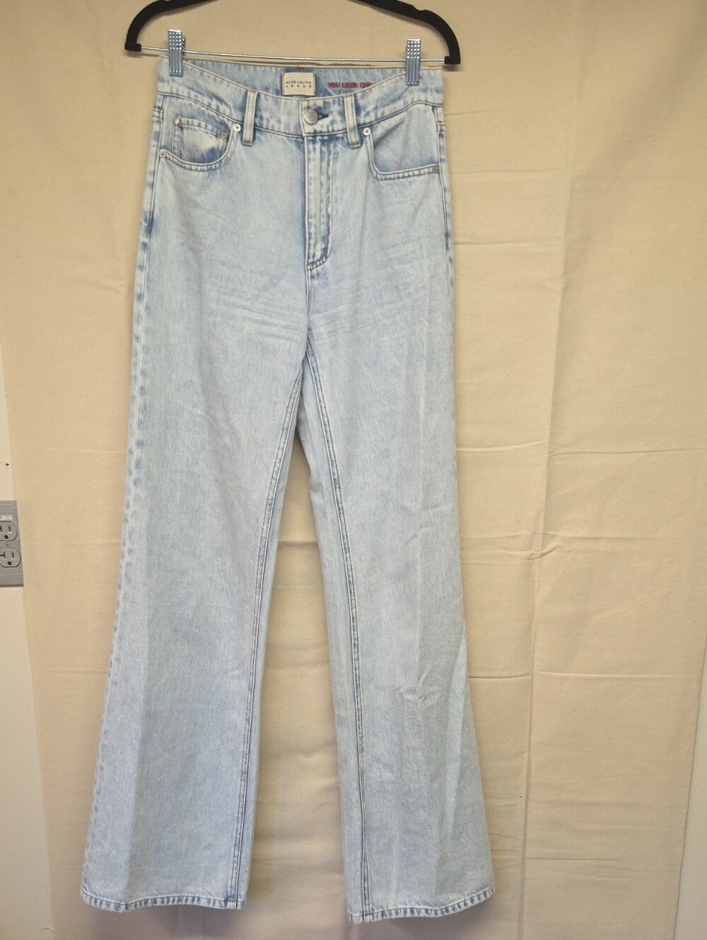 Alice And Olivia Light Wash High-Rise Wide Leg Jeans